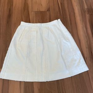 JCrew White Cotton Miniskirt with Lace Detail